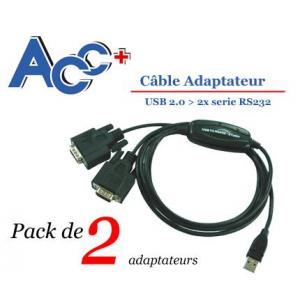 Cble USB vers 2 x RS232
