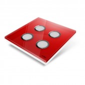 Interrupteur sans fil Edisio modèle Diamond Rouge 4 touches avec base Blanche