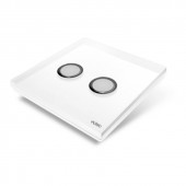 Interrupteur sans fil Edisio modèle Diamond Blanc 2 touches avec base Blanche