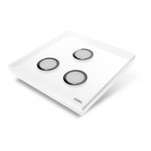 Interrupteur sans fil Edisio modèle Diamond Blanc 3 touches avec base Blanche