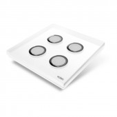 Interrupteur sans fil Edisio modèle Diamond Blanc 4 touches avec base Blanche
