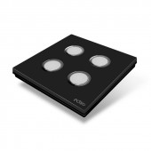 Interrupteur sans fil Edisio modèle Elegance Noir 4 touches avec base Noire