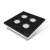 Interrupteur sans fil Edisio modèle Elegance Noir 4 touches avec base Blanche
