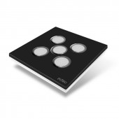 Interrupteur sans fil Edisio modèle Elegance Noir 5 touches avec base Blanche