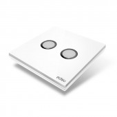 Interrupteur sans fil Edisio modèle Elegance Blanc 2 touches avec base Blanche