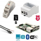 Kit de démarrage Raspberry 3B Rail Din (alimentation, boitier, câbles...)