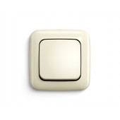 Cadre et bouton unique finition BJ creme pour interrupteur mural sans fil