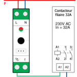 Schéma du module DIN Qubino relié à un commutateur
