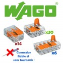 Lot de 50 borniers de connexion avec levier (bornes : 14x2 + 30x3 + 6x5) - WAGO